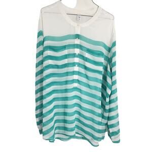 Old Navy Blue & White Striped Long Sleeve Top - XXL